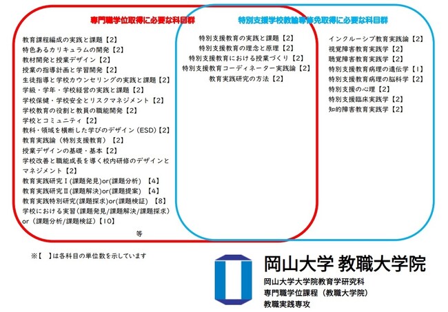 専門職学位取得に必要な科目群及び特別支援学校教諭専修免許状取得に必要な科目群