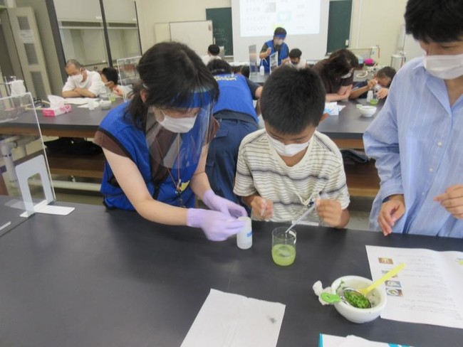 ブロッコリーのDNAを抽出している様子 ブロッコリーのDNAを抽出している様子