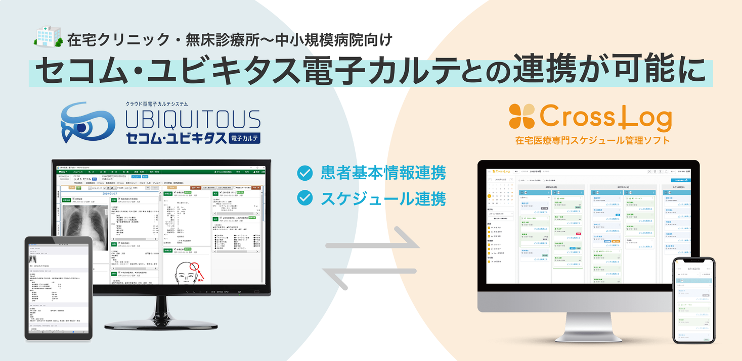 在宅医療専用スケジュール管理ソフト Crosslog とクラウド型電子カルテ セコム ユビキタス電子カルテ がシステム連携 クロスログ株式会社のプレスリリース 在宅医療専用スケジュール管理ソフト Crosslog とクラウド型電子カルテ セコム ユビキタス電子カルテ がシステム連携 クロスログ株式会社のプレスリリース