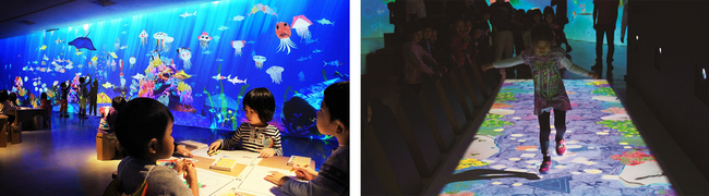 左：お絵かき水族館　/ 右：天才ケンケンパ