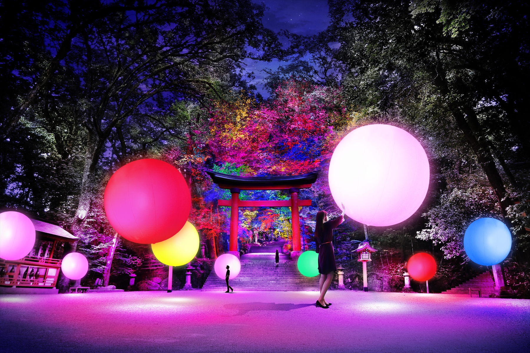チームラボ、「宇佐神宮 光の祭 Art by teamLab」を開催。大分県宇佐市、八幡社の総本宮 宇佐神宮を、インタラクティブな光のデジタルアート空間に変える。2018年10月26日～11月7日