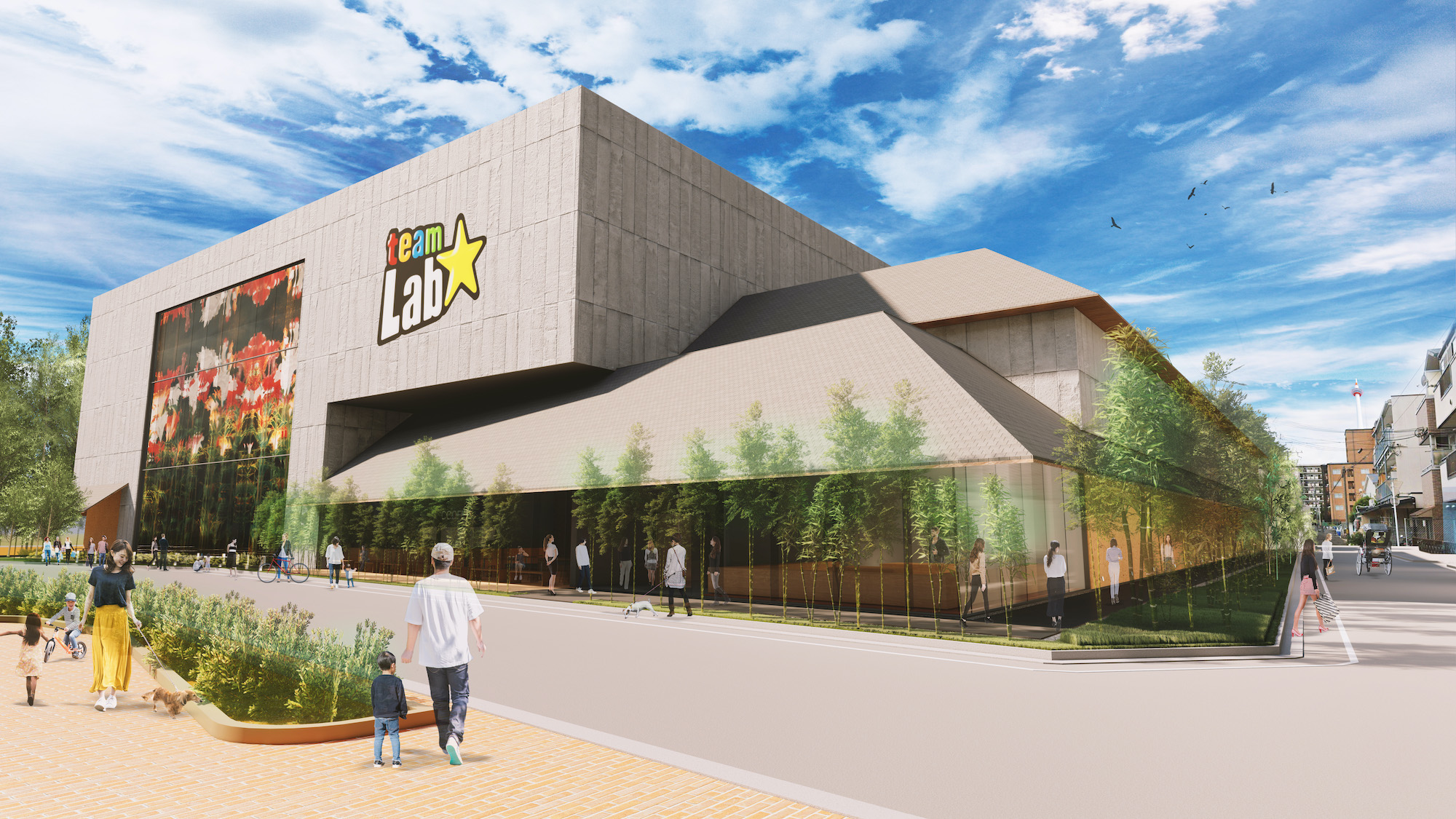 京都市による 京都駅東南部エリアにおける市有地の活用に係る契約候補事業者 の公募にて契約候補事業者にチームラボ が選定 アートミュージアム 市民ギャラリー カフェ等 地域と世界をつなぐ複合文化施設を計画 チームラボのプレスリリース