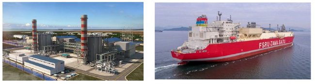【左から、液化天然ガス（LNG）火力発電所、洋上LNG貯蔵・再ガス化設備】