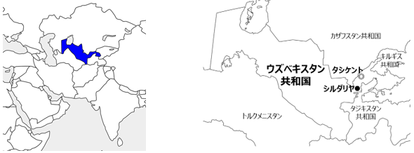 【ウズベキスタン共和国シルダリヤ州の位置】