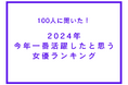 2024年 今年一番活躍したと思う女優ランキング【100人へのアンケート調査】