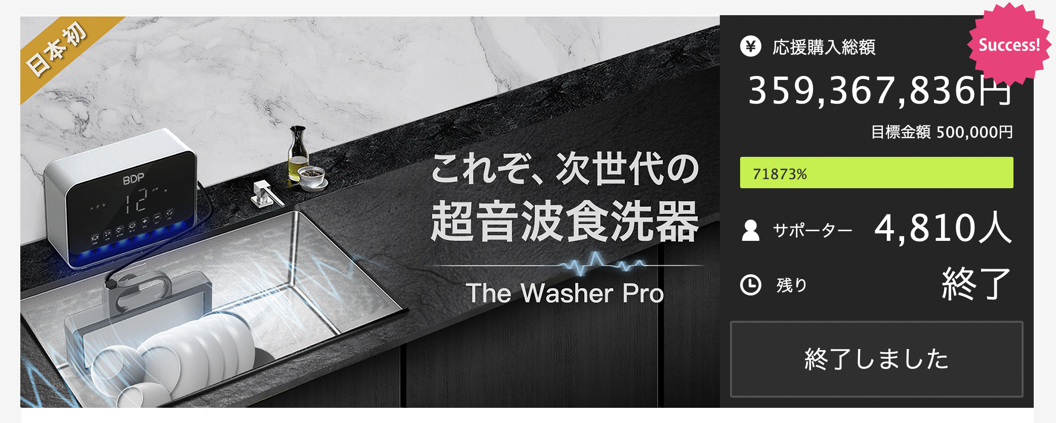 BDP 超音波食洗機 The Washer Pro 新品 - 生活家電