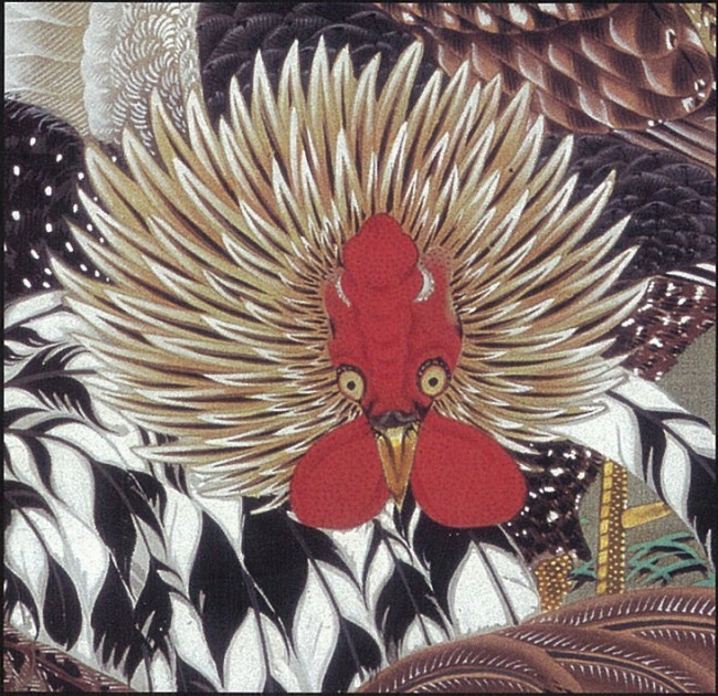 作品に描かれた鶏と実物との比較。若冲がどれだけ生き物を見て、描いていたかがよく分かります