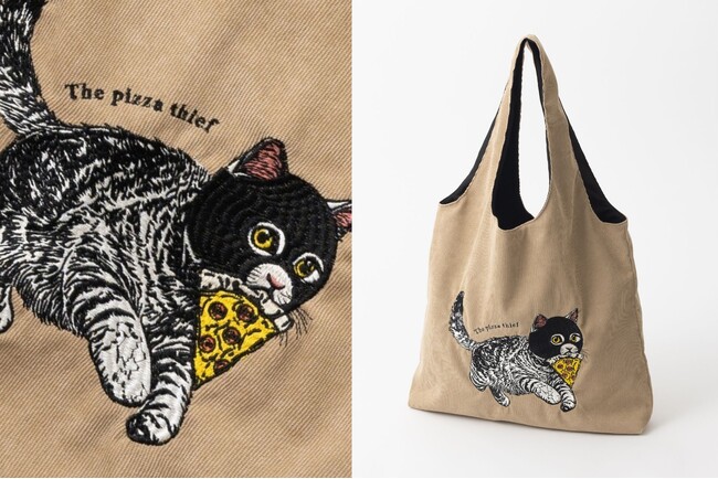 猫犬デザイン刺繍 コーデュロイ トートバッグ 60×40cm