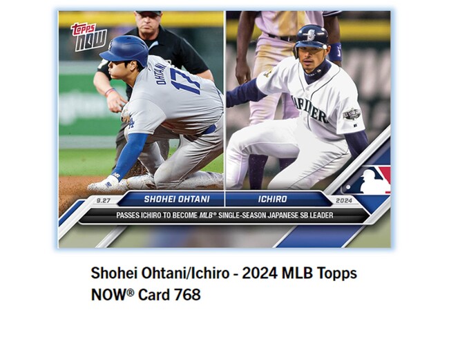 プレスリリース：Topps株式会社が Topps NOW新商品「Shohei Ohtani/Ichiro - 2024 MLB Topps  NOW(R) Card 768等 」発売開始を発表（PR TIMES） | 毎日新聞