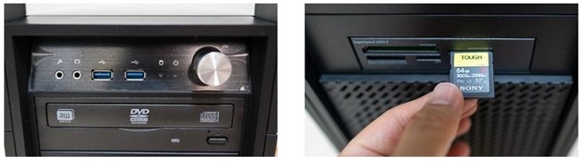 左：DVDスーパーマルチドライブ　右：【USB3.0 接続】 増設用マルチカードリーダー