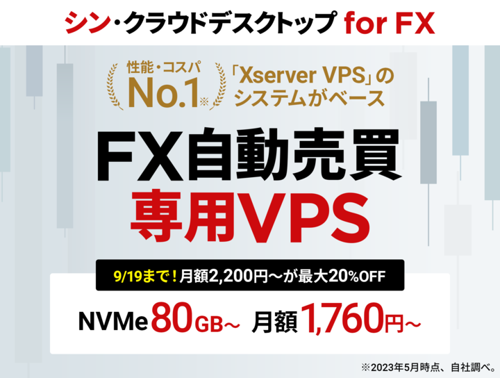 性能・コスパNo.1（※）の『Xserver VPS』がベース！ FX自動売買専用VPS