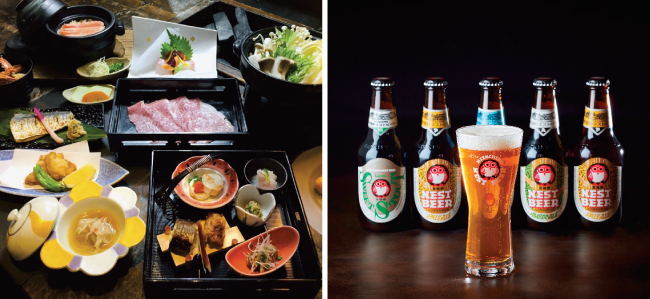 常陸牛すき焼きディナーコース／茨城の地ビール「常陸野ネストビール」も取り揃えております