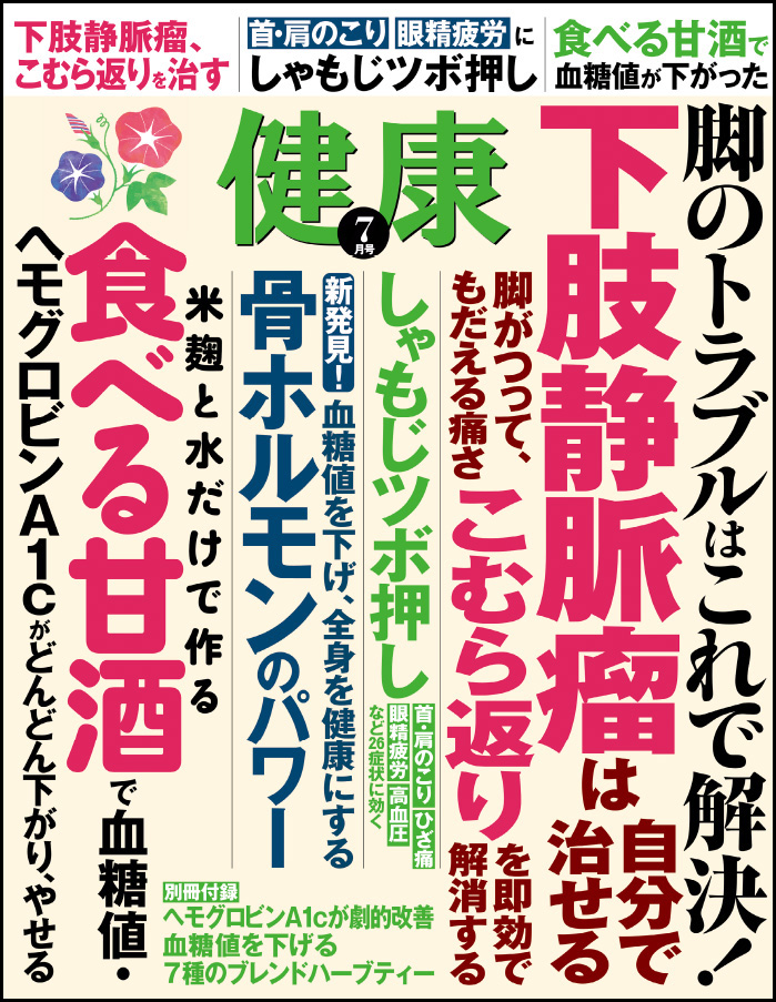 脚のトラブルはこれで解決！月刊『健康』7月号 こむら返りを即効で