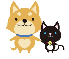 京都動物愛護センター マスコットキャラクター　京ちゃん（左）・都ちゃん（右）