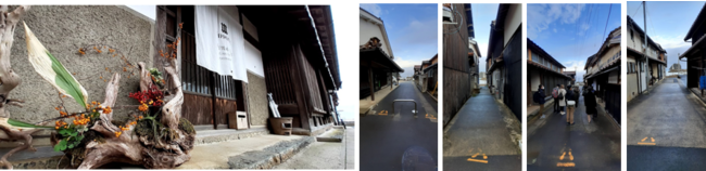 鷺浦の町並みと町の先に見える”湾内灯台” 鷺浦の町並みと町の先に見える”湾内灯台”