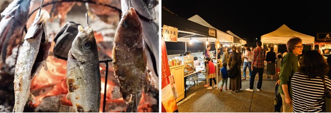 昨年2023年のナイトマーケットの様子。タテ焼きなど地元の味を目当ての来客で賑わいました。