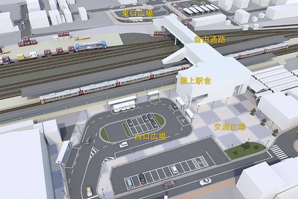 大竹駅の東側と西側がダイレクトに通行可能となり、 通勤通学に便利な駅を目指します。