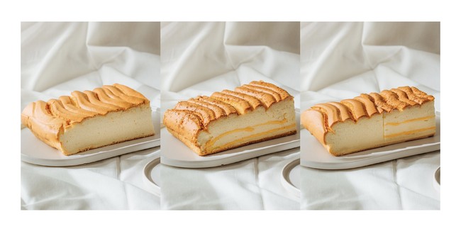 こちらは定番商品。左からプレーンカステラ（税込 962円）、チーズカステラ（税込 1,221円）、ハーフ＆ハーフ（税込 1,113円　※プレーンとチーズ入り）