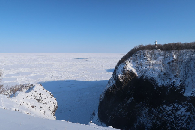 フレぺの滝とオホーツク海の流氷