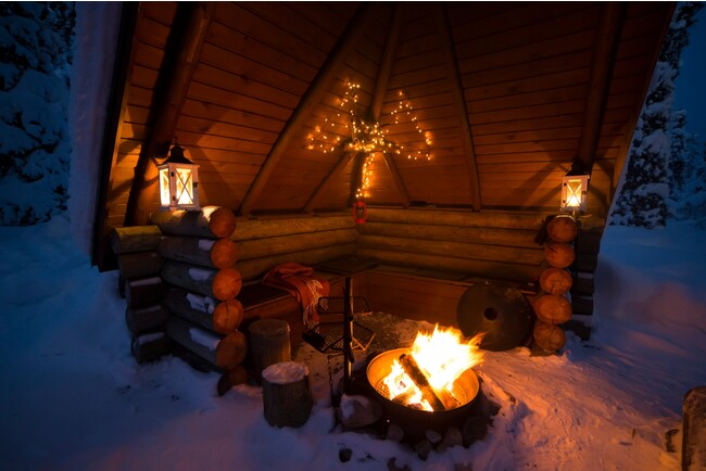 冬キャンプのたき火