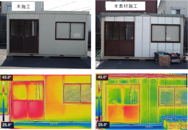 図5. 　ユニットハウス(左：未施工、右：「涼し～ト(TM)」施工）