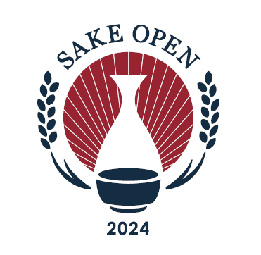 SAKE OPENロゴ。日本酒が世界に開かれることをイメージ