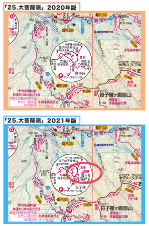 ＜「大菩薩峠」2020年と2021年版詳細拡大図例＞