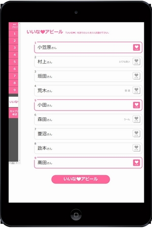 気になる相手は3人まで「いいな」を押せる。　　