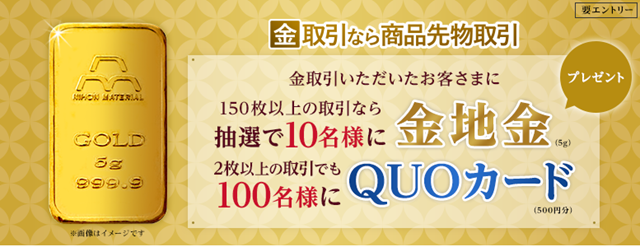 金地金等が110名様にあたる！堂島商品先物お取引キャンペーン」実施の