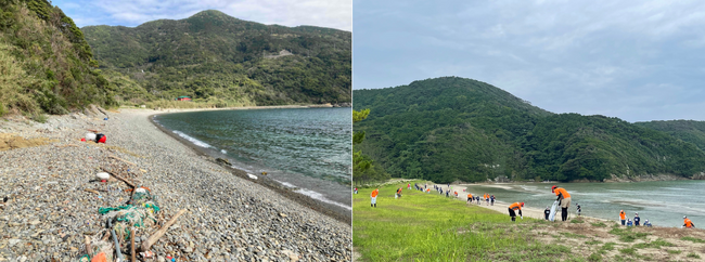 町民ボランティアが日々ビーチクリーニングを行い美しい海を守っています。