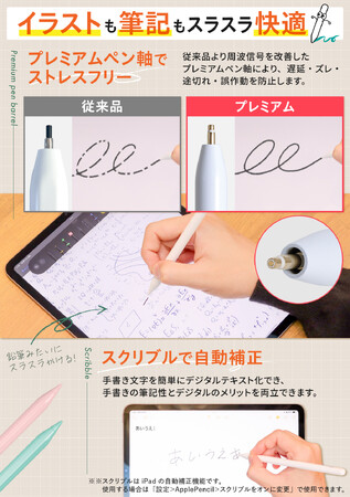 発売記念セール】iPad 用 スタイラスペン「スラスラかける君」傾き検知