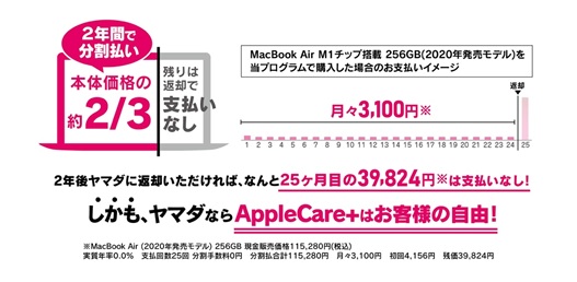 Mac・iPadの「ヤマダの無金利分割+選べる購入」を3月11日より提供開始