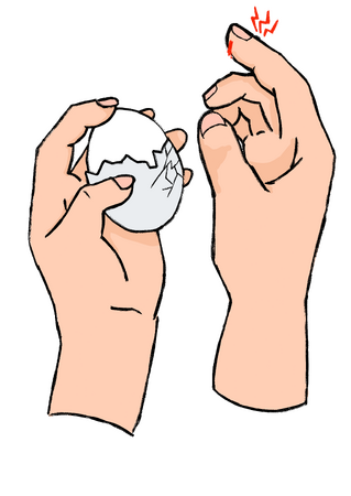 殻むき中に指先に傷が入る 殻むき中に指先に傷が入る