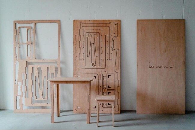 写真：組立式家具, 「カタログの無いものづくり」展示風景, 2020年, 主催：M8 design studio ALCAMONE, 撮影：岡田和幸