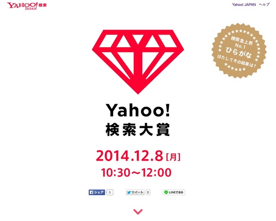 「Yahoo!検索大賞」公式サイトTOP画面
