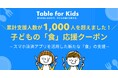 累計支援1,000人を突破！スマホ決済アプリを活用した新たな食の支援「Table for Kids」