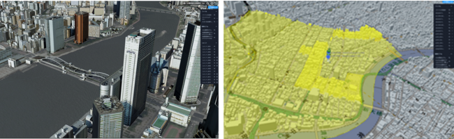 　　多様な地理データと３Dモデルの切替機能を搭載　　　　　　　　　　　　GIS情報の可視化