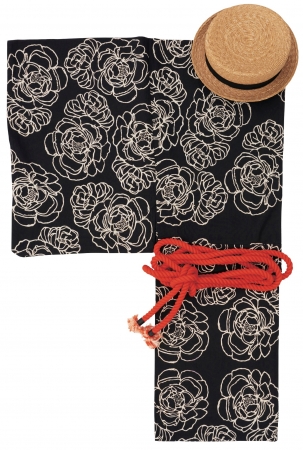 ＜傳tutaee ＞仕立上りゆかた　41,040円（綿100％）縄帯　5,184円（綿100％）帽子　17,280円