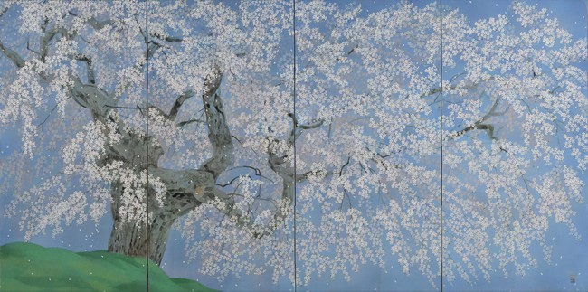 50%OFF半額 中島千波　清和美春の瀧桜 絵画/タペストリ