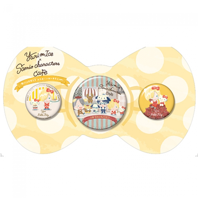 Yuri on Ice×Sanrio characters Cafe 缶バッジ3個セット(ユーリ・プリセツキー×ハローキティ)