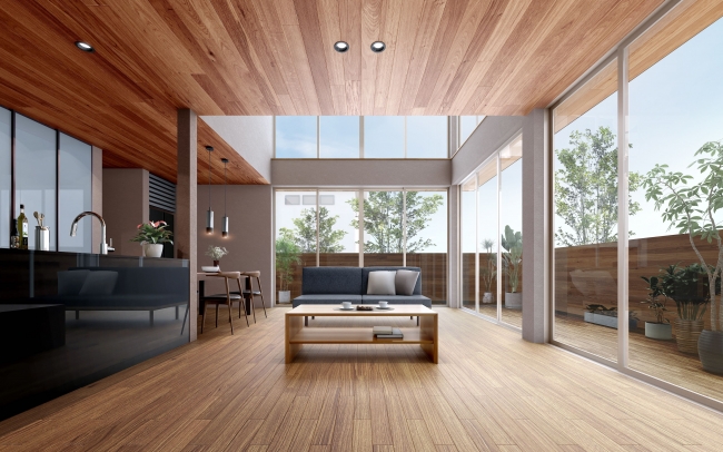 新世代木造SE 「大空間の家」 内観イメージ 延床面積99.37㎡（２階建・３LDK）、本体価格1,461万円（税込）から