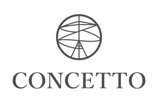 【CONCETTO】「コンチェット」のシンボルマークとブランドロゴ。