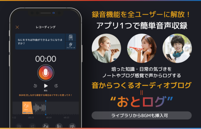 誰でもアプリ一つで簡単に録音可能