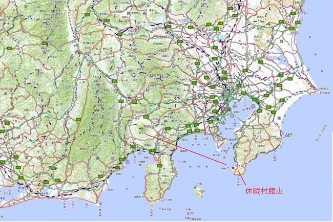 里見氏と北条氏の４０年に及んだ制海権をめぐる争いの中でも、きっと海越しに美しい富士山を観たことでしょう（地理院地図（電子国土web）使用）