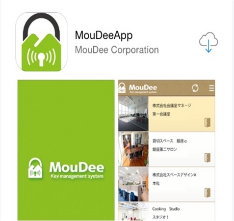 スマートフォンアプリ「MouDeeApp」の画面
