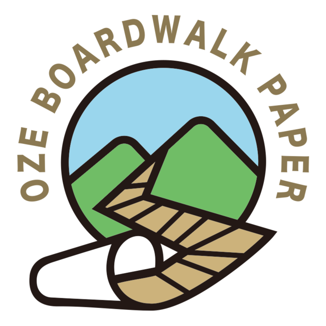 OZE BOARDWALK project：ロゴマーク。木道が紙へと生まれ変わる姿をイメージ