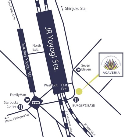 アガベリア地図。代々木駅東口からすぐ