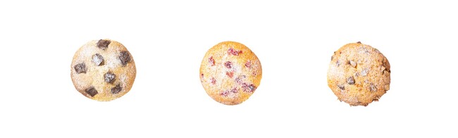 チョコレートチャンクマフィン、クランベリーマフィン、キャラメルナッツマフィン チョコレートチャンクマフィン、クランベリーマフィン、キャラメルナッツマフィン