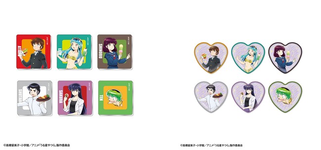 アクリルマグネット（ランダム6種）、ハート型缶バッジ（ランダム6種）