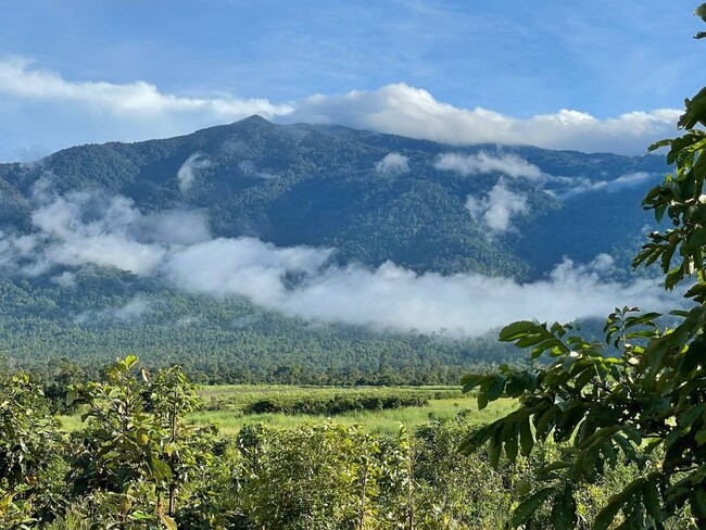 カンボジア最高峰のアオラル山(1813 m)とメロン畑 カンボジア最高峰のアオラル山(1813 m)とメロン畑